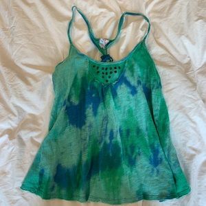 Free people- aqua tie dye terry cloth tank